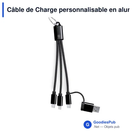 Câble de Charge personnalisable en aluminium recyclé - Bikocavec logo