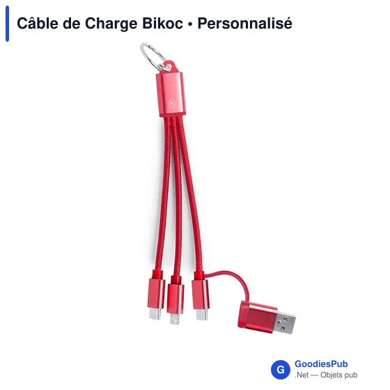 Câble de Charge personnalisable en aluminium recyclé - Bikocavec logo - Image 3