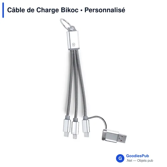 Câble de Charge personnalisable en aluminium recyclé - Bikocavec logo - Image 7