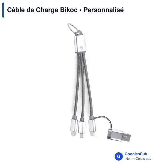 Câble de Charge personnalisable en aluminium recyclé - Bikocavec logo - Image 8