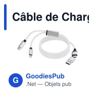 Câble de Charge Personnalisable Briony avec Logo - Miniature 1