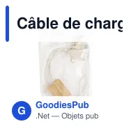 Câble de charge personnalisable en bambou avec logo - Keegan - Miniature 3