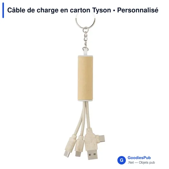 Câble de charge personnalisable en carton avec logo - Tyson - Image 1