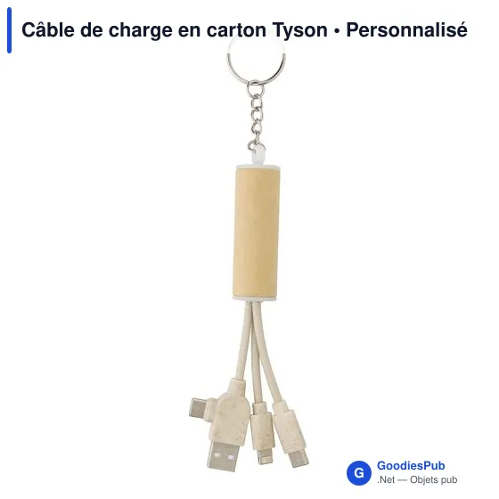 Câble de charge personnalisable en carton avec logo - Tyson - Image 2