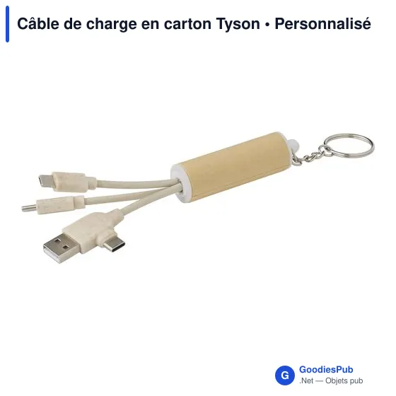 Câble de charge personnalisable en carton avec logo - Tyson - Image 4