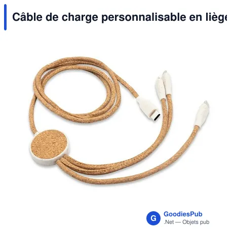 Câble de charge personnalisable en liège B'RIGHT | Brentavec logo