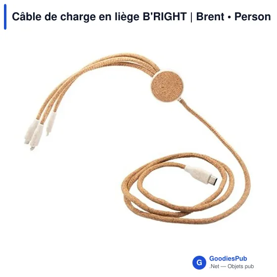Câble de charge personnalisable en liège B'RIGHT | Brentavec logo - Image 4