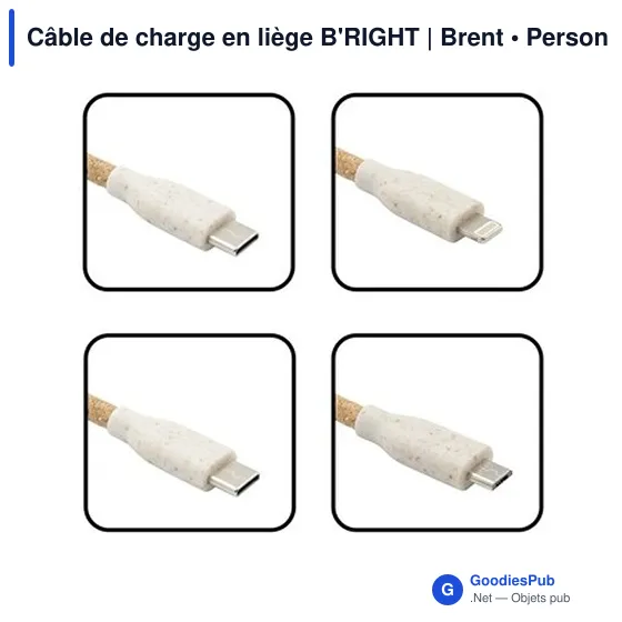 Câble de charge personnalisable en liège B'RIGHT | Brentavec logo - Image 5