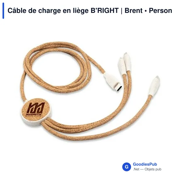 Câble de charge personnalisable en liège B'RIGHT | Brentavec logo - Image 6