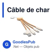 Câble de charge personnalisable en liège B'RIGHT avec logo - Miniature 1