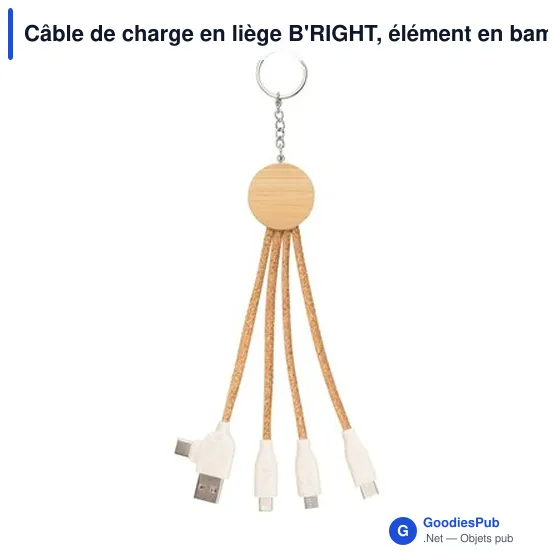 Câble de charge personnalisable en liège B'RIGHT avec logo - Image 3