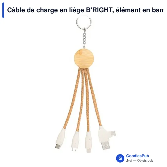 Câble de charge personnalisable en liège B'RIGHT avec logo - Image 4