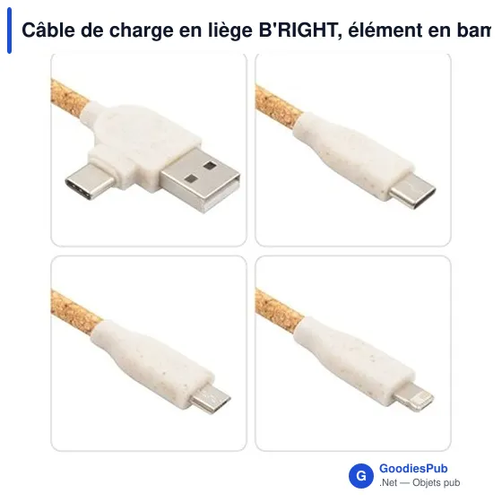 Câble de charge personnalisable en liège B'RIGHT avec logo - Image 5