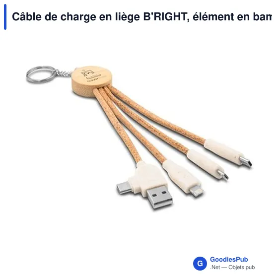 Câble de charge personnalisable en liège B'RIGHT avec logo - Image 6