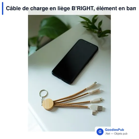 Câble de charge personnalisable en liège B'RIGHT avec logo - Image 7