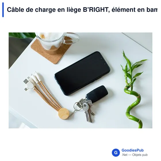 Câble de charge personnalisable en liège B'RIGHT avec logo - Image 8