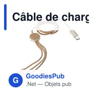 Câble de charge personnalisable en liège Gemma avec logo - Miniature 2