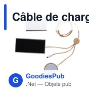 Câble de charge personnalisable en liège Gemma avec logo - Miniature 3