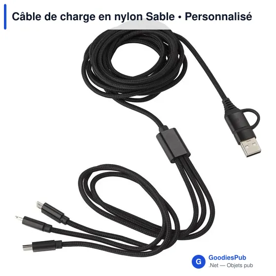 Câble de charge personnalisable en nylon avec logo - Image 2