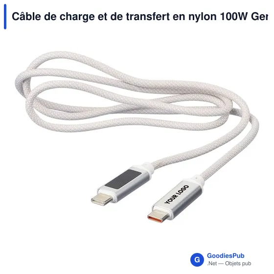 Câble de charge personnalisable 100W avec logo - Gerd - Image 11
