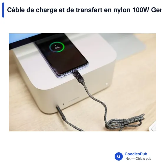 Câble de charge personnalisable 100W avec logo - Gerd - Image 4