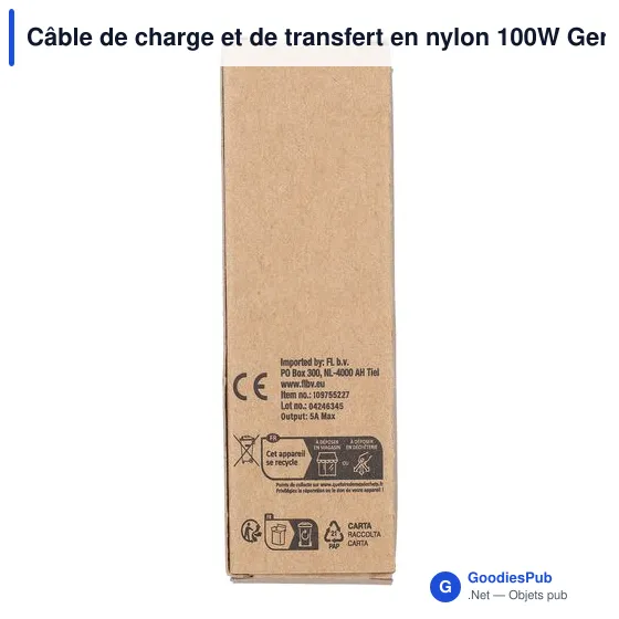 Câble de charge personnalisable 100W avec logo - Gerd - Image 10
