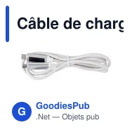 Câble de charge personnalisable 65W avec logo - Claudia - Miniature 1