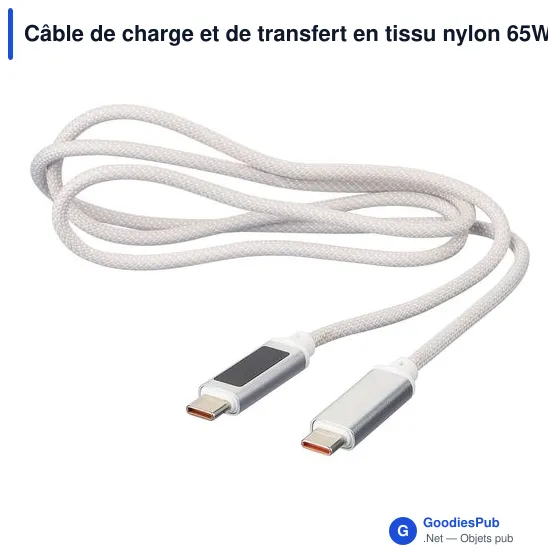 Câble de charge personnalisable 65W avec logo - Claudia - Image 2