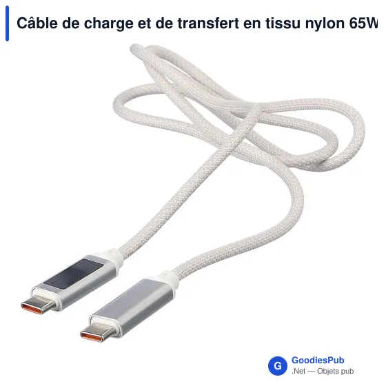 Câble de charge personnalisable 65W avec logo - Claudia - Image 3