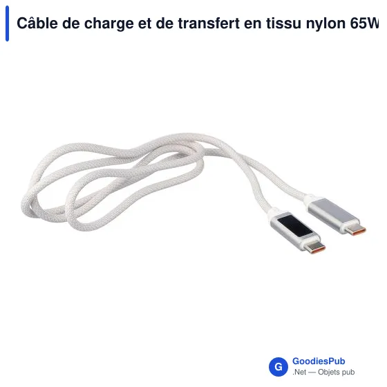 Câble de charge personnalisable 65W avec logo - Claudia - Image 4