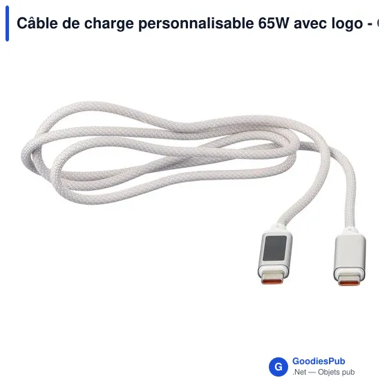 Câble de charge personnalisable 65W avec logo - Claudia - Image 8