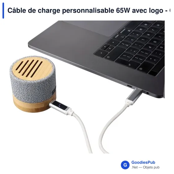 Câble de charge personnalisable 65W avec logo - Claudia - Image 10