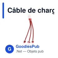 Câble de charge personnalisable avec logo - Porte-clés aluminium - Miniature 1