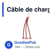 Câble de charge personnalisable avec logo - Porte-clés aluminium - Miniature 2