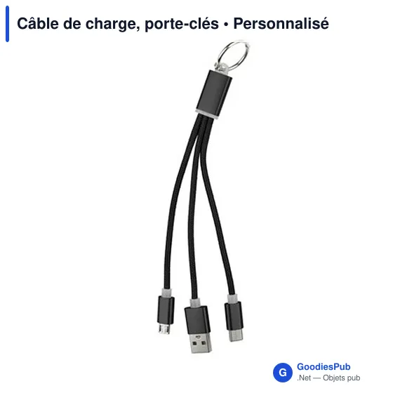 Câble de charge personnalisable avec logo - Porte-clés aluminium - Image 4