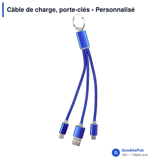 Câble de charge personnalisable avec logo - Porte-clés aluminium - Image 5
