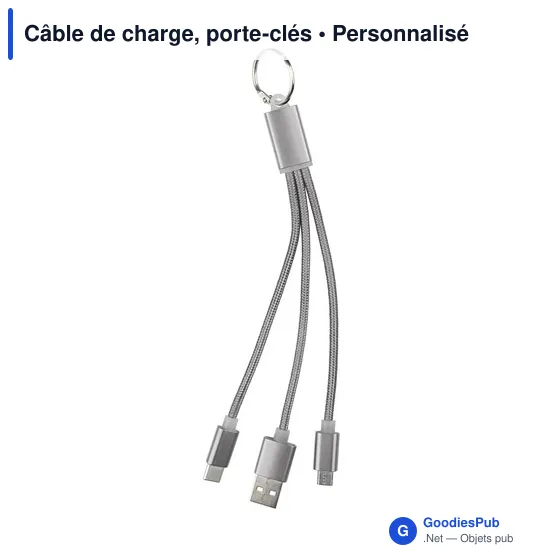 Câble de charge personnalisable avec logo - Porte-clés aluminium - Image 7