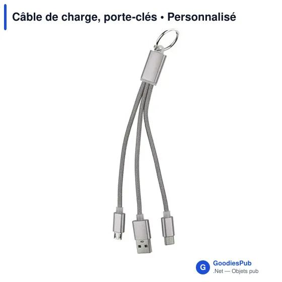 Câble de charge personnalisable avec logo - Porte-clés aluminium - Image 8
