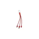 Variante rouge - Câble de charge personnalisable avec logo - Porte-clés aluminium