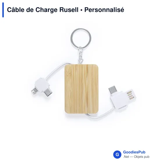 Câble de Charge Personnalisable Rusell avec Logo - Design Éco-Responsable - Image 1