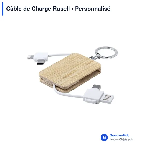 Câble de Charge Personnalisable Rusell avec Logo - Design Éco-Responsable - Image 3