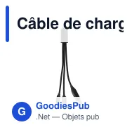 Câble de charge 2 en 1 personnalisable USB-C et Lightning avec logo - Alu - Miniature 3