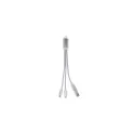 Variante Argent - Câble de charge 2 en 1 personnalisable USB-C et Lightning avec logo - Alu