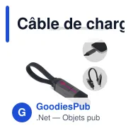 Câble de charge 4 en 1 personnalisable format porte-clés 60 W avec logo - Nylon - Miniature 1