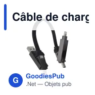 Câble de charge 4 en 1 personnalisable format porte-clés 60 W avec logo - Nylon - Miniature 2