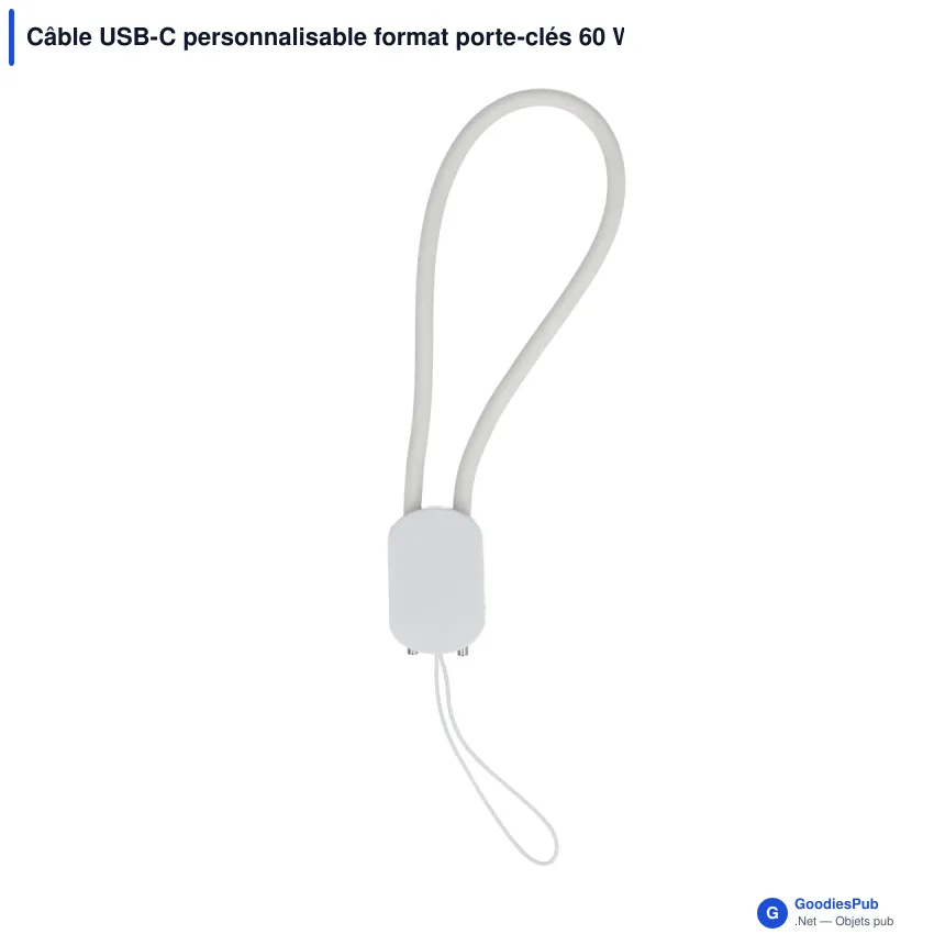 Câble USB-C personnalisable format porte-clés 60 W avec logo - ABS - Image 2