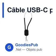 Câble USB-C personnalisable format porte-clés 60 W avec logo - ABS - Miniature 3