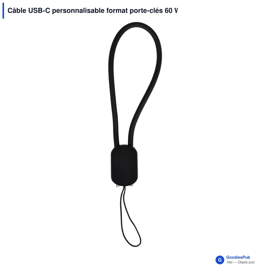 Câble USB-C personnalisable format porte-clés 60 W avec logo - ABS - Image 3