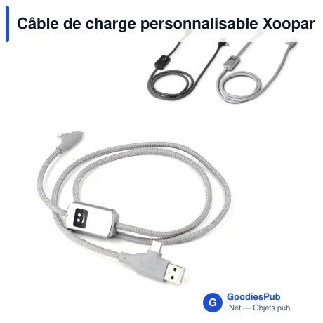 Câble de charge personnalisable Xoopar en aluminium recyclé avec logo - Allure PD