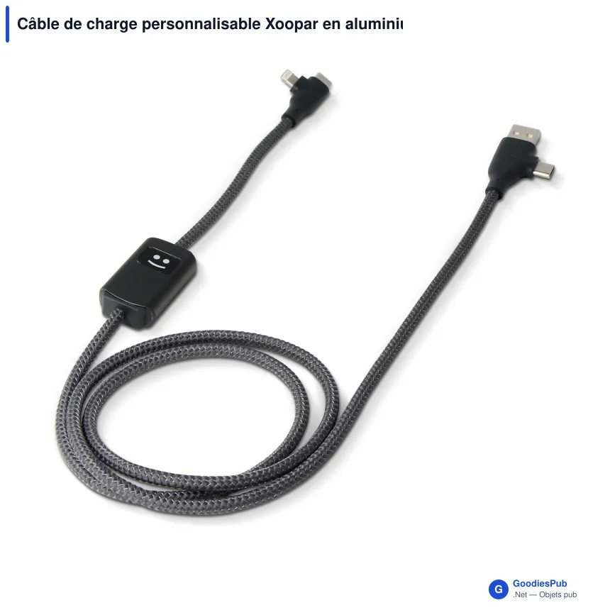 Câble de charge personnalisable Xoopar en aluminium recyclé avec logo - Allure PD - Image 2